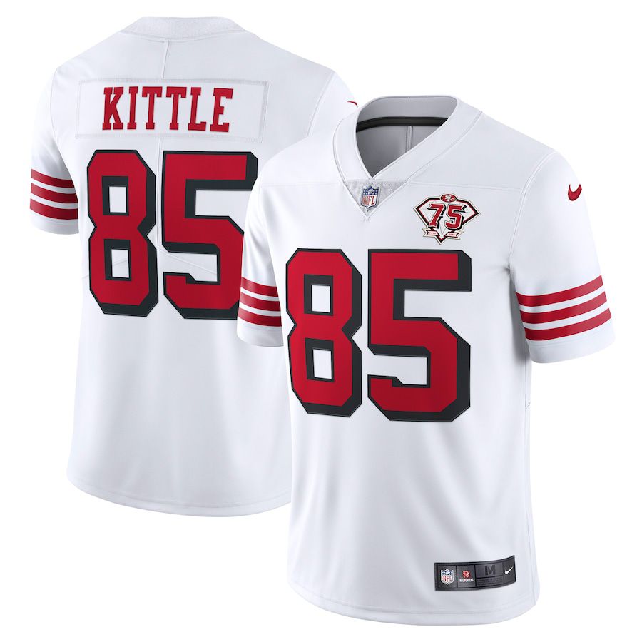 Men San Francisco 49ers 85 George Kittle Nike White 75th Anniversary 2nd Alternate Vapor Limited NFL Jersey